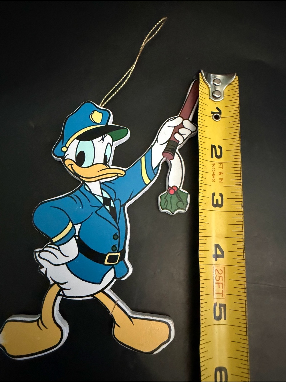 Vintage Disney Kurt S. Adler Wood Police Donald Duck Christmas Ornament 5.5"